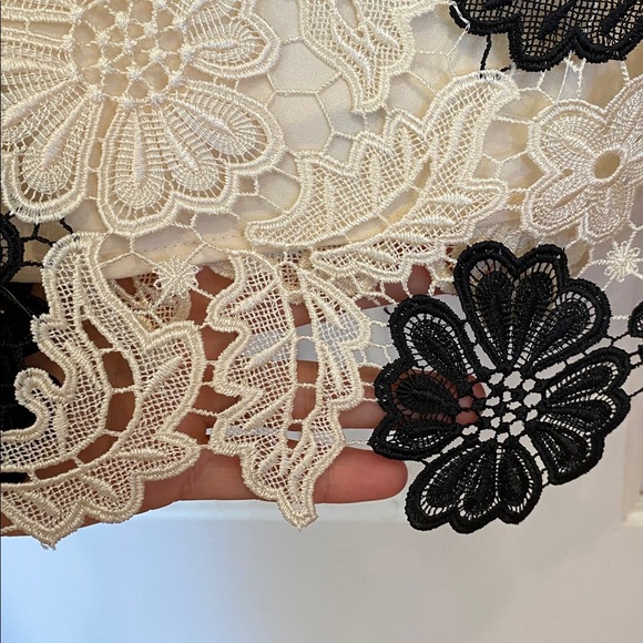 Jacques Vert Floral Lace Dress Sleeveless Cream black Crochet Formal Elegant - Picture 4 of 16